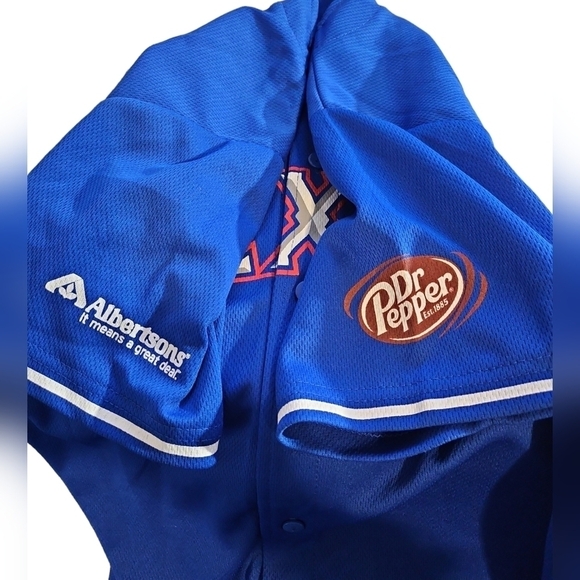 Texas Rangers #32 Hamilton Blue, Red, White 100% Polyester Button Up Y-L Jersey - Picture 3 of 5